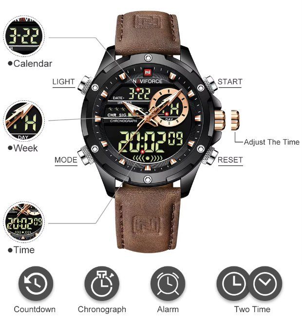 Orologi: Herren Quartz Uhr mit Lederarmband – Nuovo e nell'imballaggio originale da Geneve venduto da Titi2008 1