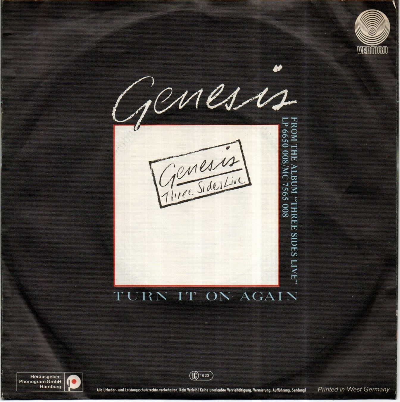 Dischi in vinile: GENESIS - TURN IT ON AGAIN LIVE - 1982 – Usato da Greifensee venduto da scharmant 1