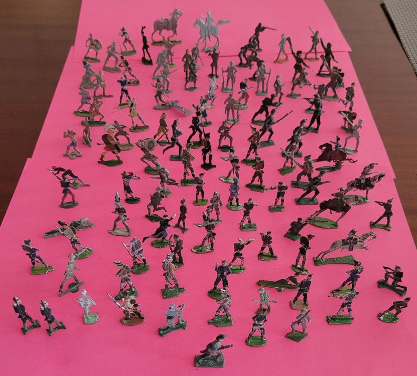 Anciens Soldats de plomb HEYDE 5 fantassins français - 48mm