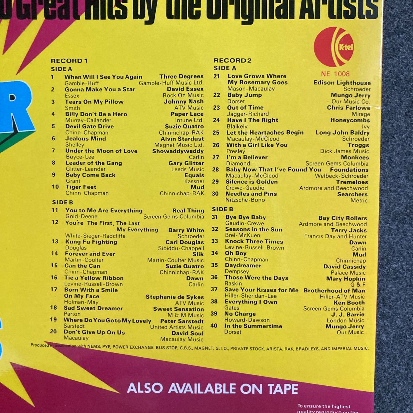 Dischi in vinile: K-tel - 40 Number 1 Hits - 2LP – Usato da dachsen venduto da oheio 3