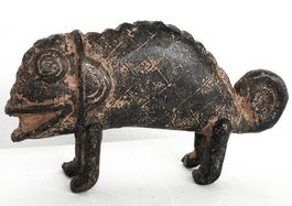 wunderschönes altes Bronze Chamäleon Lobi Burkina Faso 9,5cm