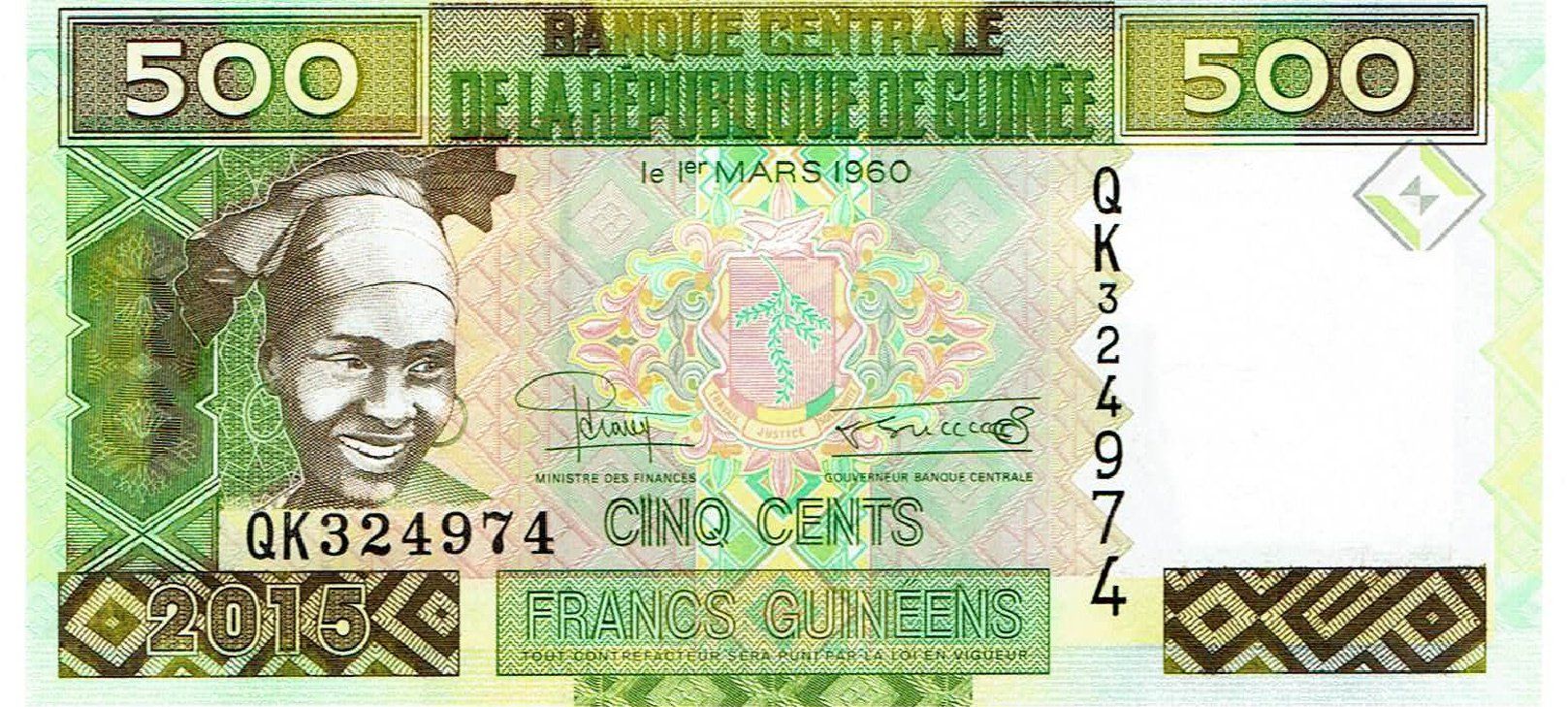 Banconote: Guinea 500 Francs 2015 UNZ – Nuovo (secondo la descrizione) da Steffisburg venduto da ber_8htf