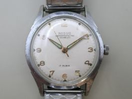 Nisus – Schweizer Vintage-Armbanduhr, Handaufzug, 17 Rubis