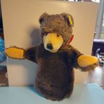Steiff Teddybär Handpuppe 🧸 älter mit knopf & Fahne