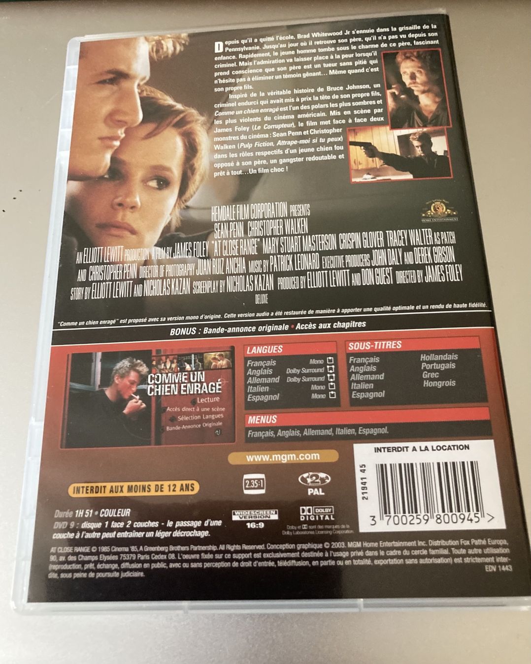 Tutti i DVDs: Comme un chien enragé - Sean Penn Christopher Walken – Usato da Neuchâtel venduto da Rougesky 1