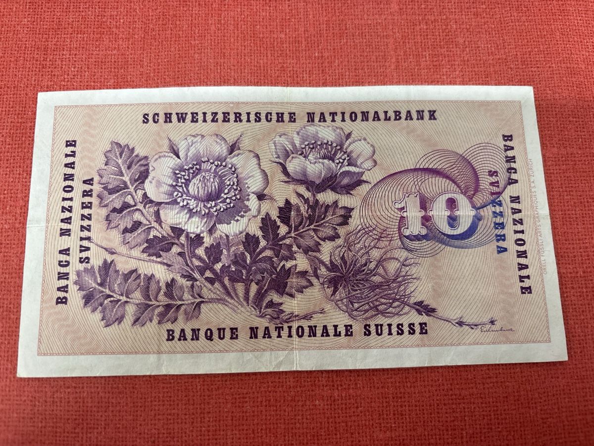 10 CHF Note, Serie 30F, 1963, Schweizer Nationalbank TOP (Gebraucht) in ...