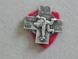 Abzeichen Kantonal Schwingfest Schwingen Ruswil LU 1971
