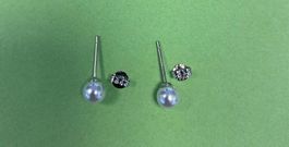Silber Ohrringe mit weise Perlen