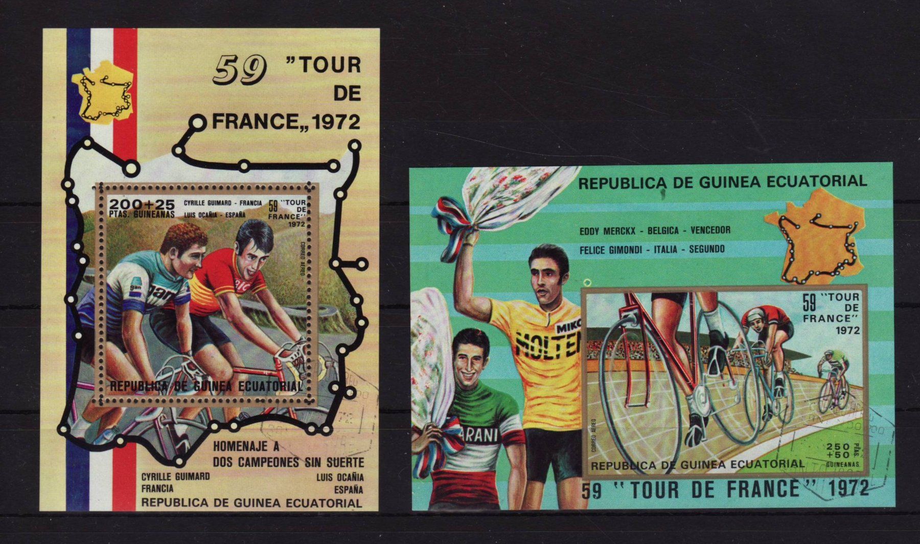 Tutti i francobolli: 080 GUINEA ECUATORIAL, BM + BLOCKS TdF 1972 – Usato da Bern venduto da markenbak