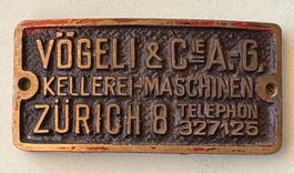VINTAGE SCHILD VÖGELE ZÜRICH