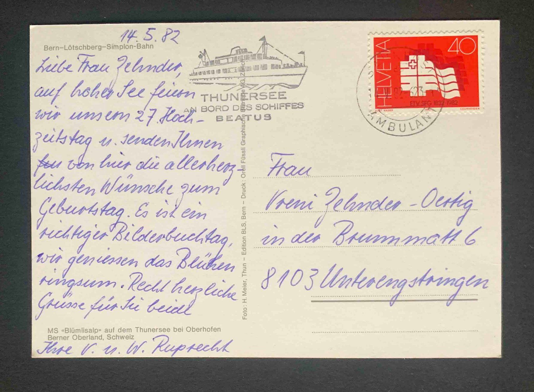 Cartoline postali: AK Bern Lötschberg Simplon Bahn MS Blüemlisalp – Usato da Goldau venduto da artelier1 1