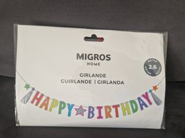 Guirlande Happy Birthday Migros Home, neuf, 2.6 mètres