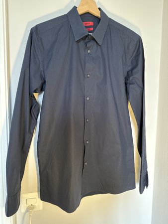 Hugo Boss Herrenhemd Gr. 40, Extra Slim Fit, Dunkelblau