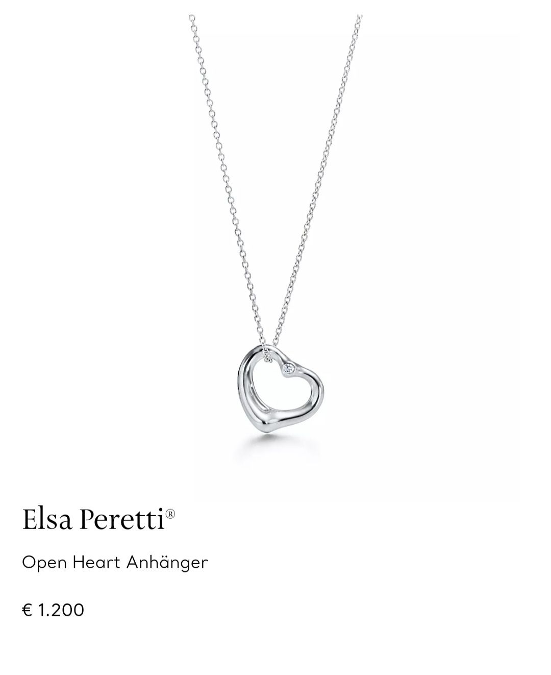 Tiffany & Co. Catenine: Tiffany&Co. Open Heart mit Diamant – Nuovo e nell'imballaggio originale da Wollerau venduto da CH8832 4