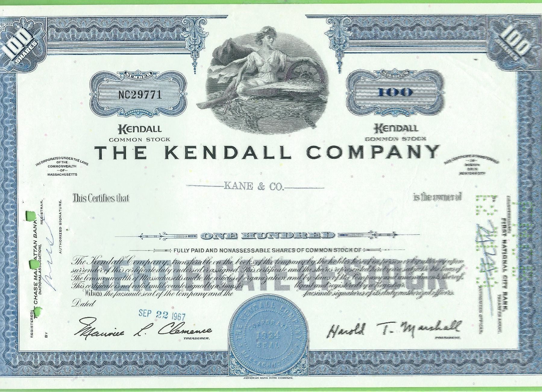 Alle Münzen: Kendall Company,  1967 – Gebraucht aus Zürich von t24_de