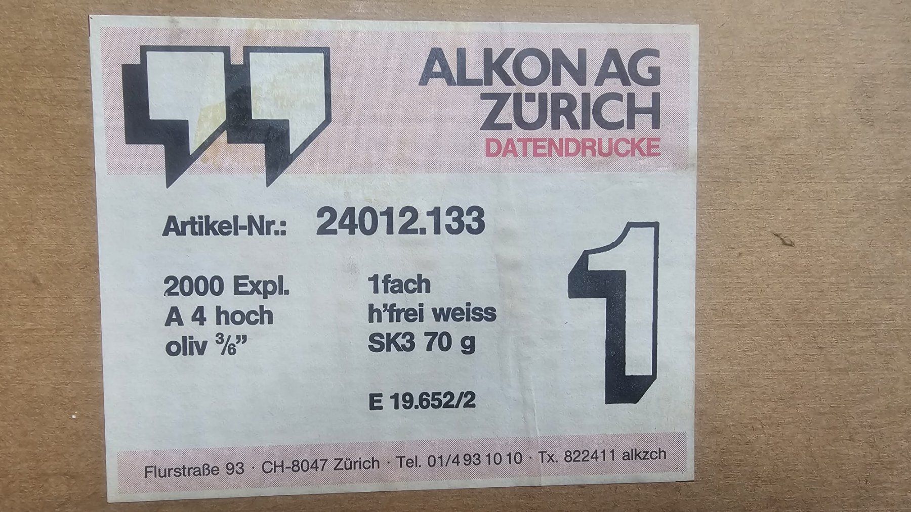 Carta: Drucker Endlospapier 2000 Blatt A 4 – Nuovo e nell'imballaggio originale da Winterthur venduto da Benz420