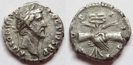 ANTONINUS PIUS AR Denarius (145-147 AD) – Clasped hands