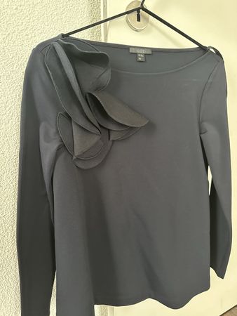 COS Top Bluse Shirt Black Flower Ruffle