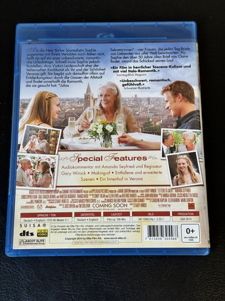 Alle DVDs: Blu-ray Letters to Juliet – Gebraucht aus Luzern von Armastra 1