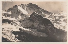 Jungfrau -Karte gelaufen 1923 nach Bombay-Mischfrankatur