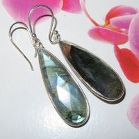 Ohrringe LABRADORIT 925 Silber fazetiert