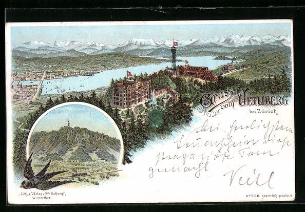 Cartoline postali: Litho Uetliberg, zwei Motive mit Aussich – Usato da Berlin venduto da bartko-reher