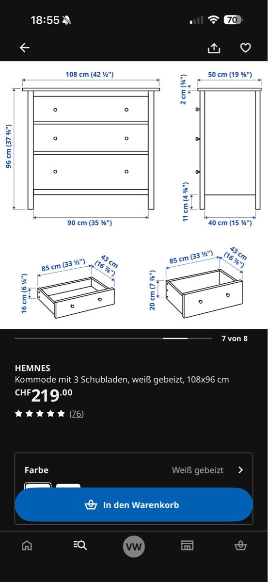 Ikea Commodes: Hemnes Kommode vom Ikea  – D'occasion à Luzern par vawy_96 4