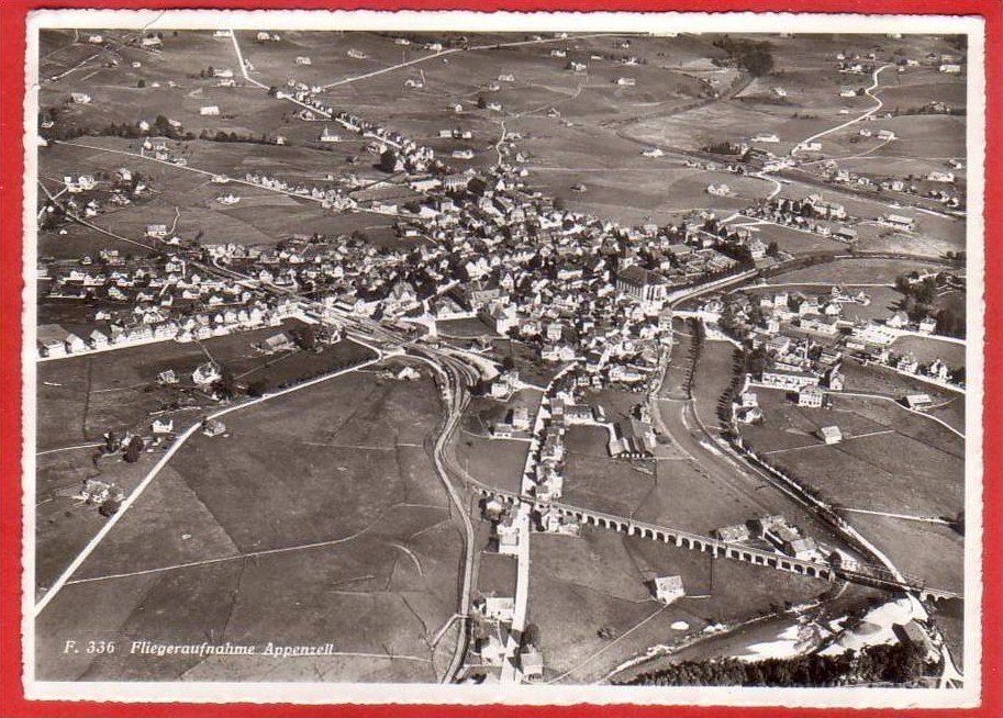Cartoline postali: APPENZELL, FLIEGERAUFNAHME, GROSSFORMAT – Usato da Grüningen venduto da Kartenlaube