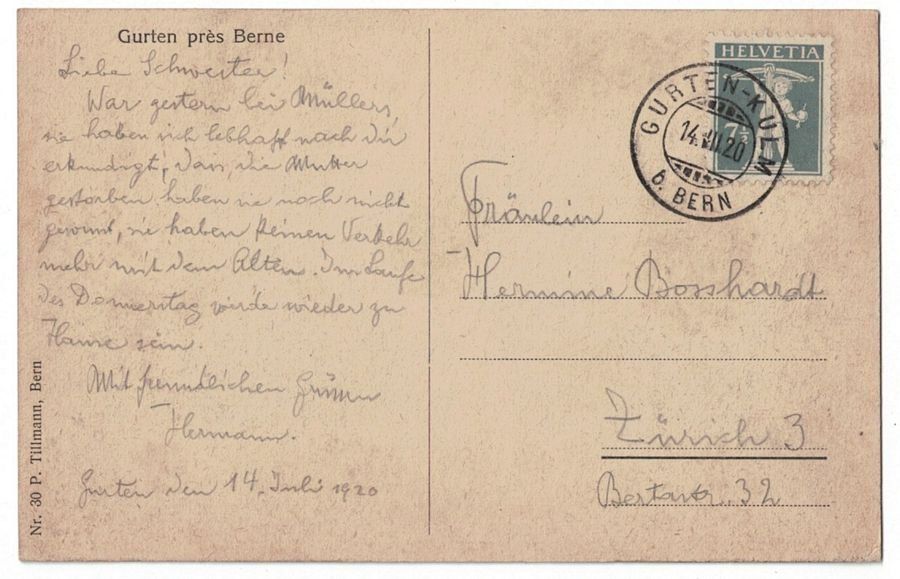 Cartoline postali: Gurten bei Bern, gelaufen 1920 – Usato da Frauenfeld venduto da POML 1