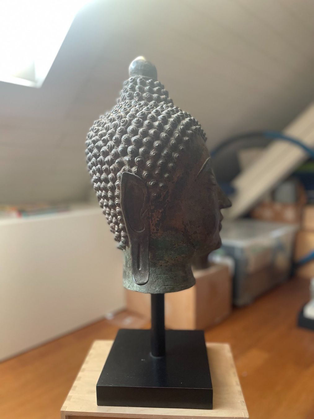 Figuren: Buddha Kopf, Metall,  Höhe 55 cm – Gebraucht aus Aarau von Chicca2006 3