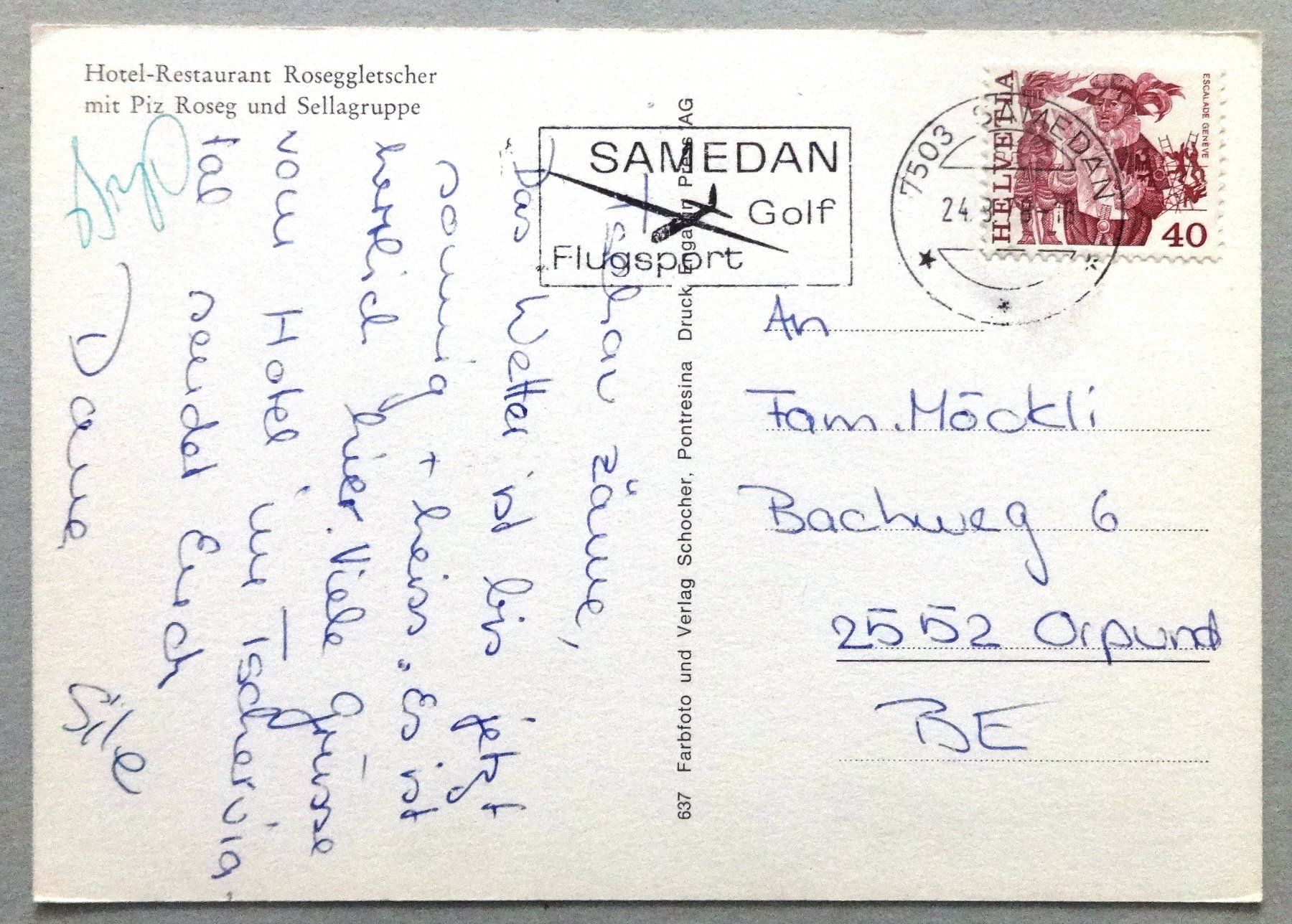 Cartoline postali: Hotel-Rest. Roseggletscher – Usato da Fétigny venduto da Billy2miny 1
