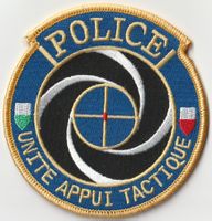 POLICE UNITE APPUI TACTIQUE Patch neu Stoff ohne Klett rar.