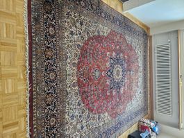 Orientalischer iran Teppich handgeknüpft Rot Blau Creme