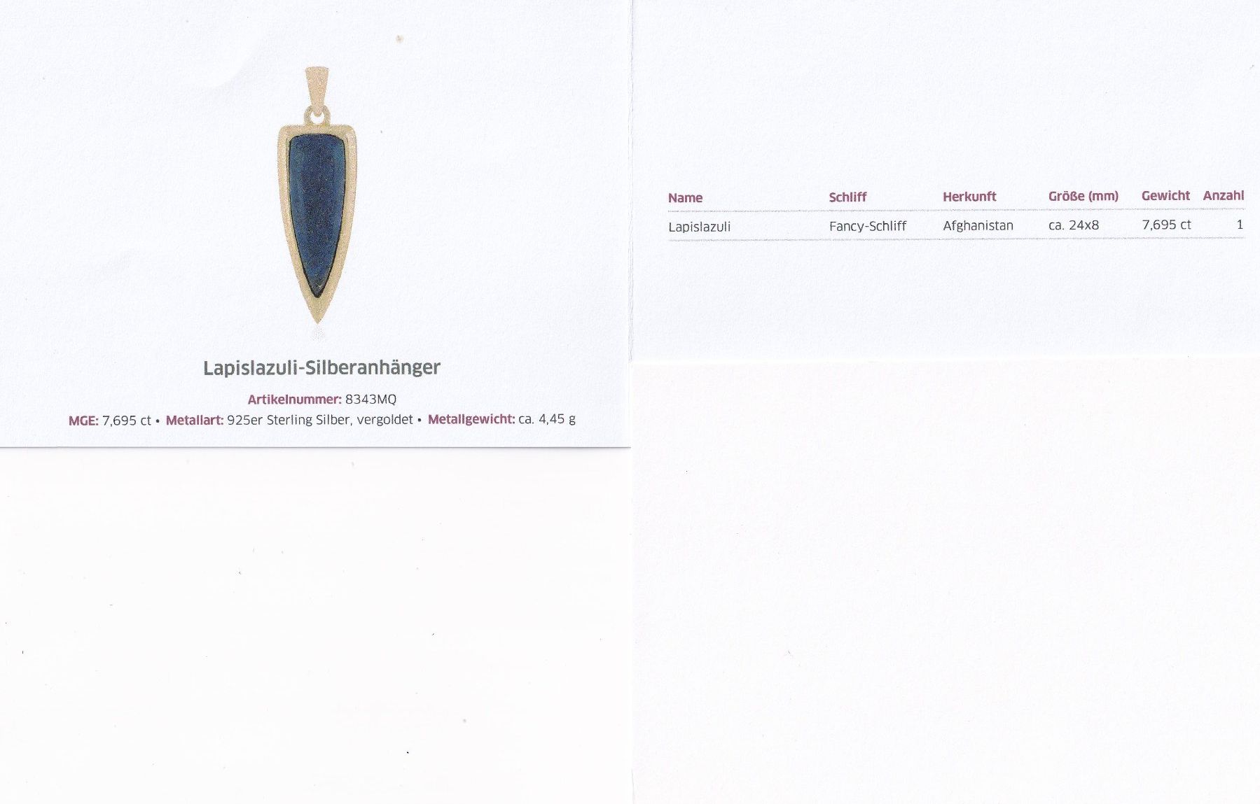 Anhänger: Echtschmuck: Lapislazuli-Silberanhänger, vergoldet – Neu (gemäss Beschreibung) aus Zuchwil von maumauchi 1