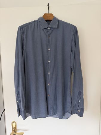 Mazzarelli Blue Cotton Men's Shirt, Size 41 / 16, Italy