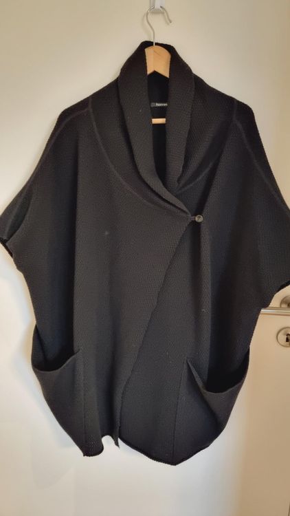 Gilet Oversize Tricoté OPUS ALIZE CAPE - Noir Gris - Superposé - Neuf Avec étiquettes