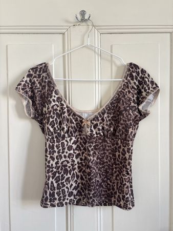 Y2K Shein Leopard Print Top - Size M