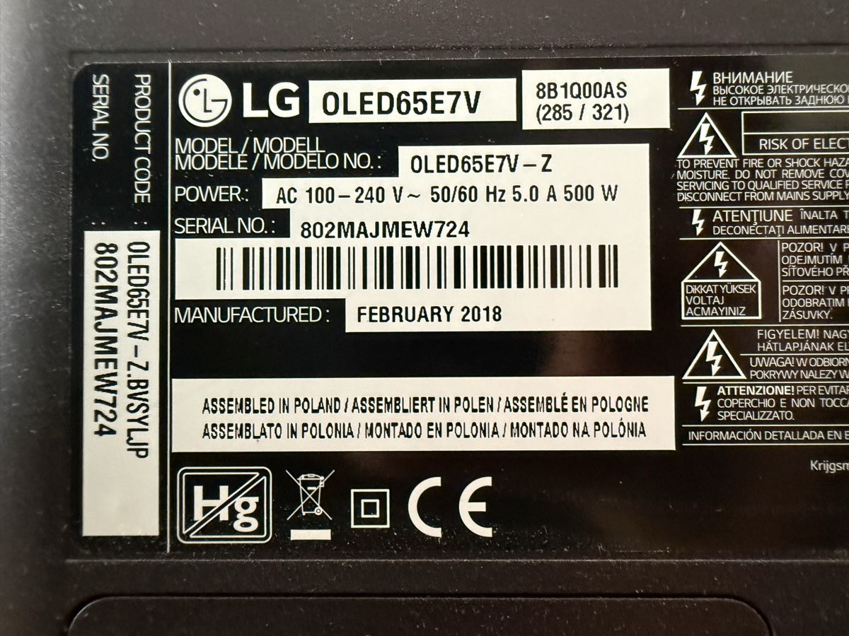 Televisori: LG Oled65e7 (65", OLED, 4K, 2017) – Usato da Luzern venduto da micaldirocker 2