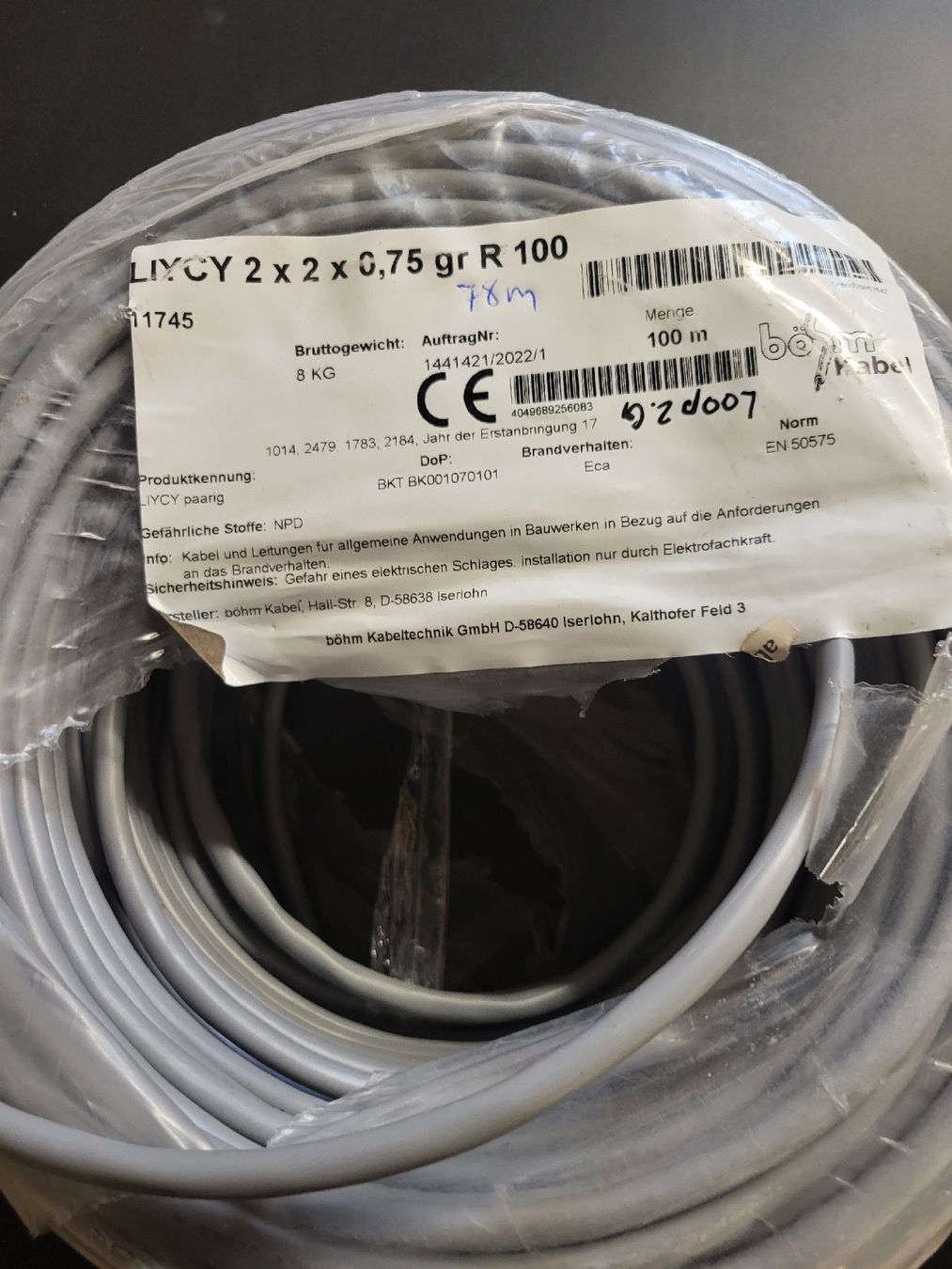 Cavi: 78m Steuerkabel flex, 2x2x0.75 abgeschirmt – Usato da Alpnach Dorf venduto da str_jdw2