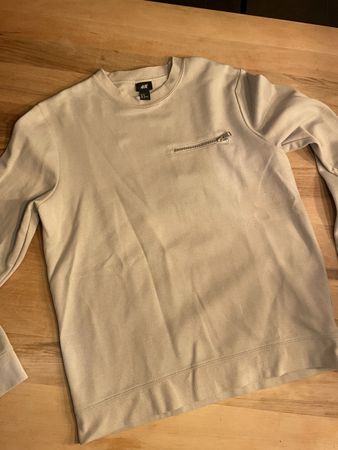 H&M Herrenpullover Beige Grösse M Reissverschluss Detail