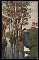 Arnold Böcklin: Verträumte Frau am Flu