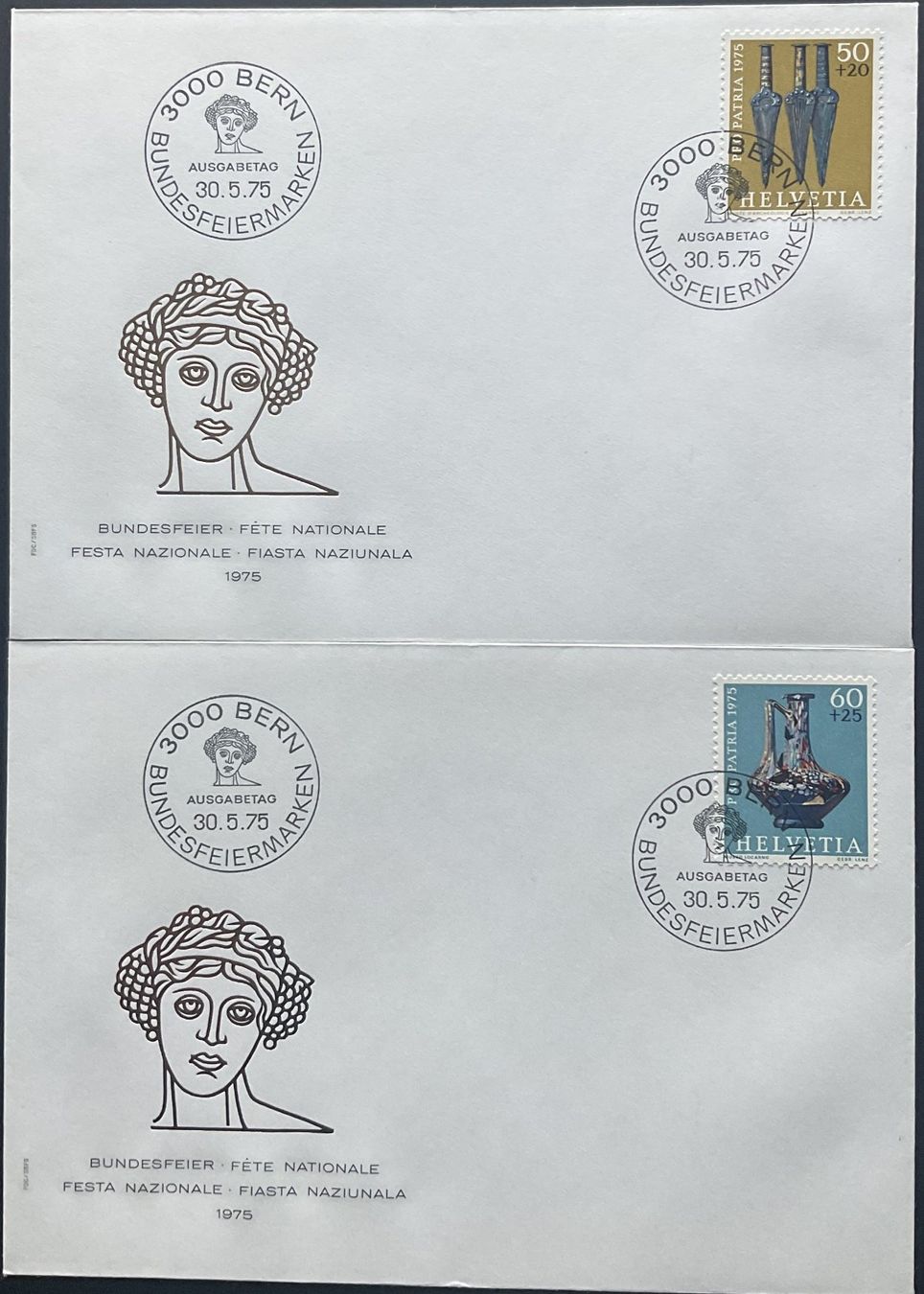 Alle Briefmarken: FDC 1975 - Einzelmarken und Viererblöcke – Neu (gemäss Beschreibung) aus Luzern von 19primeln 2