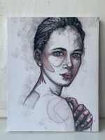 Bild Zeichnung Gemälde auf Leinwand Portrait Frau Mädchen