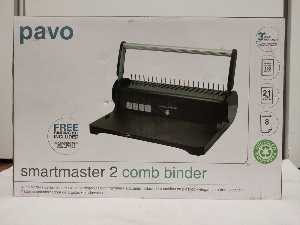 Pavo Smartmaster Plus Ringbandmachine – Pons 12 Vellen, Bind Tot 350 Vellen (max. 38 Mm Rug) – Voor 21- En 4-gaten, Incl. Instelbare Geleiding