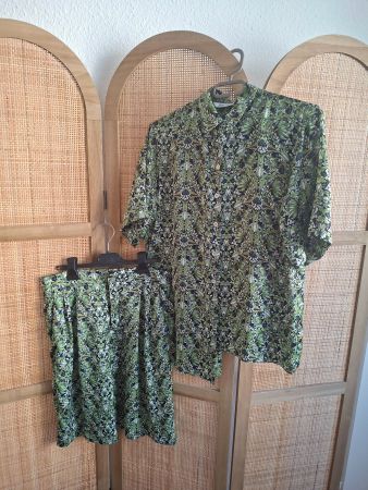 Ensemble chemise bermuda imprimé fleuri vert taille S Zara