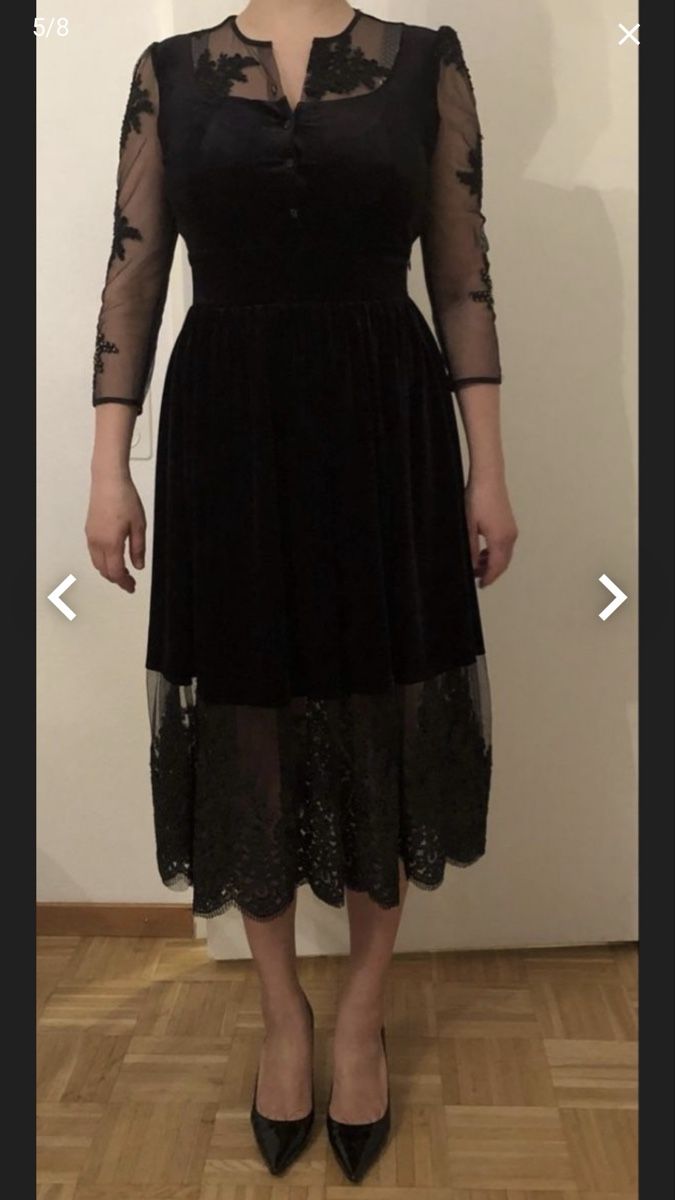 Kleider: Elegantes Samtkleid mit Spitze – Gebraucht aus Langnau am Albis von ste_2zdt