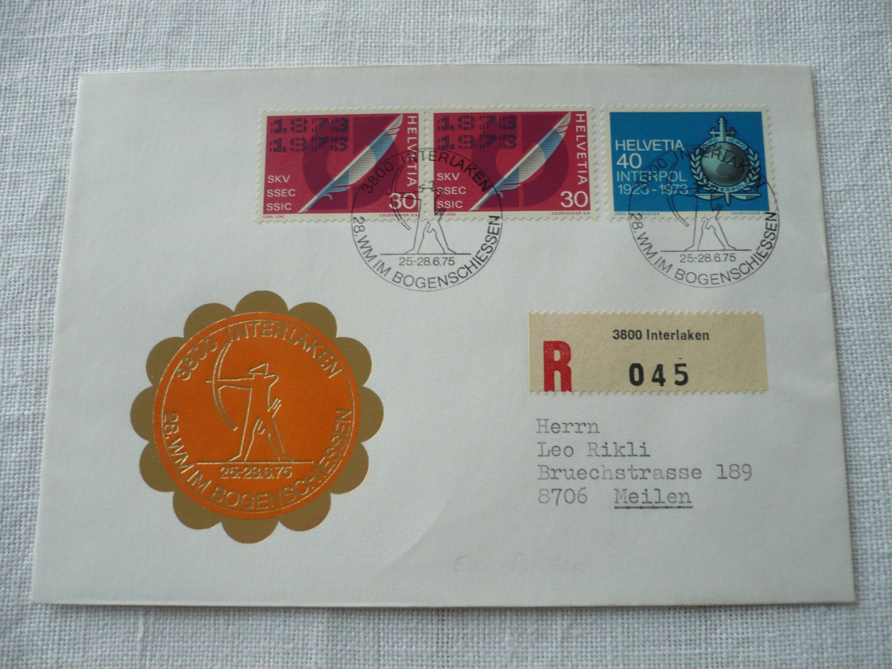 Tutti i francobolli: 1975 28. WM Bogenschiessen, Interlaken – Usato da Zürich venduto da saltandpepper008