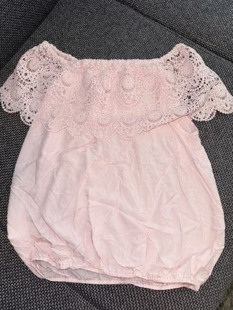 Süsser Sommer Bluse in Rosa mit Spitze, Grösse M