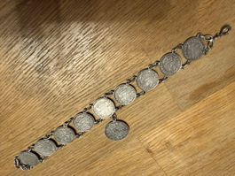 Antikes Silber Münzen Armband, Silber Armband