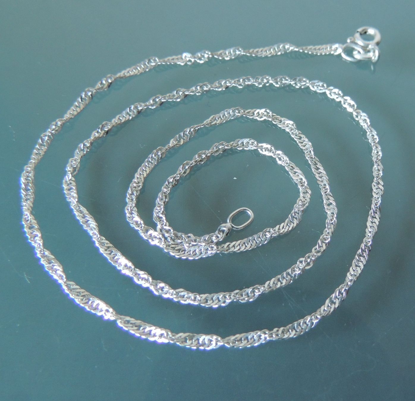 Ketten: Silber 925 Singapur Halskette 43 cm / 2 mm – Gebraucht aus Waldenburg von schaller707